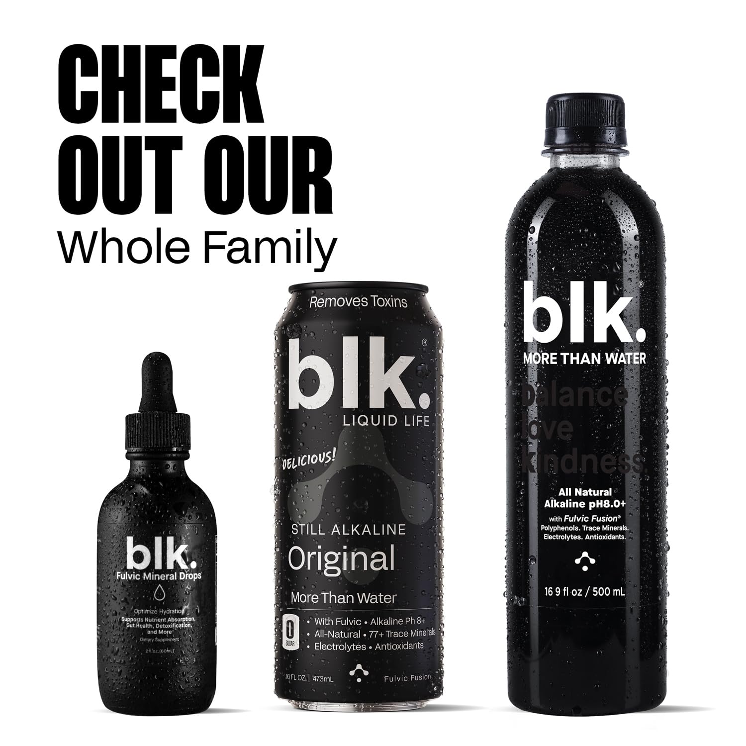 blk. PH 8+ on-the-go bottle, hydration ready anywhere.