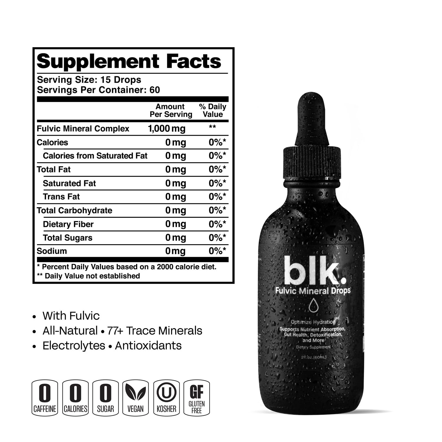 blk. PH 8+ shaker with drops, ideal post-workout hydration.