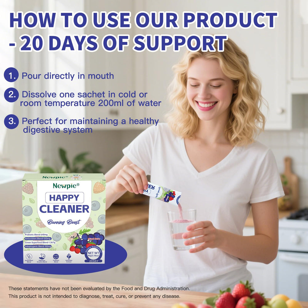 Office desk setup with Blltzzz Newpie sachet for easy daily gut support