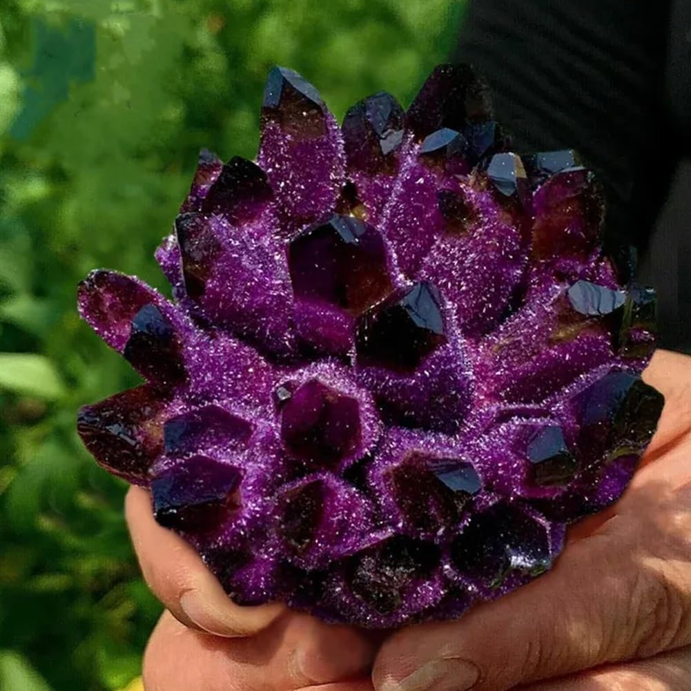 BLOCKv amethyst cluster close-up highlighting natural crystal points for calm energy