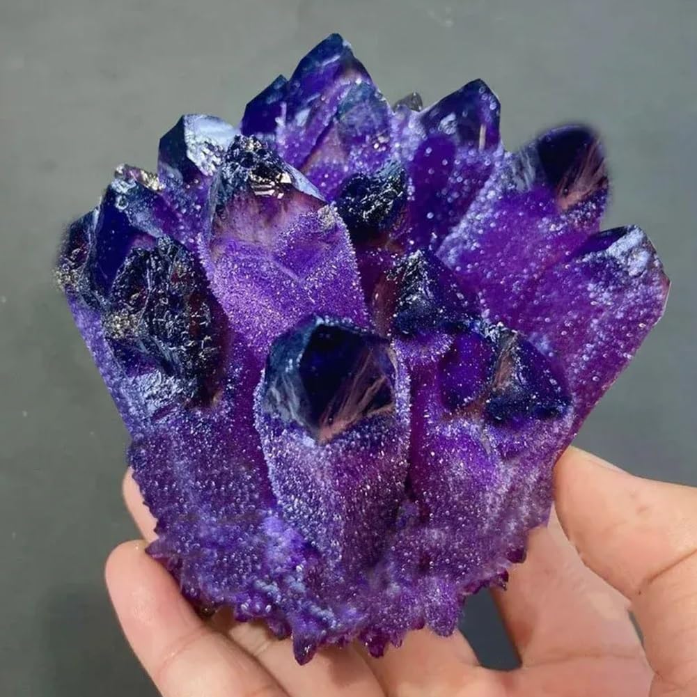 BLOCKv amethyst cluster resting on shelf enhances calm ambiance