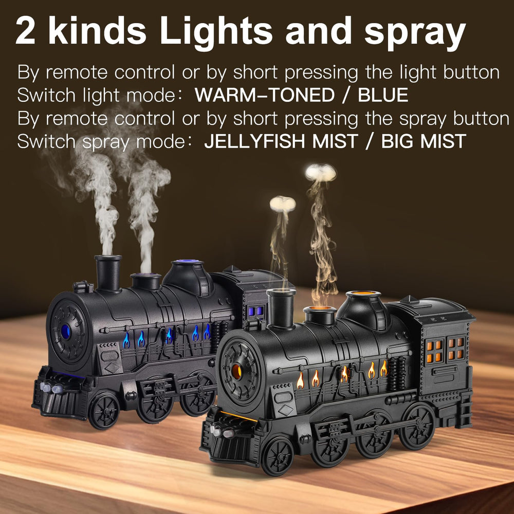 BLOIMP Train Diffuser displaying cool blue and warm flame light modes.