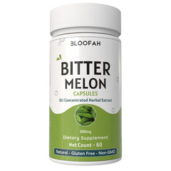 Bloofah bitter melon capsules 500mg bottle for daily herbal support.