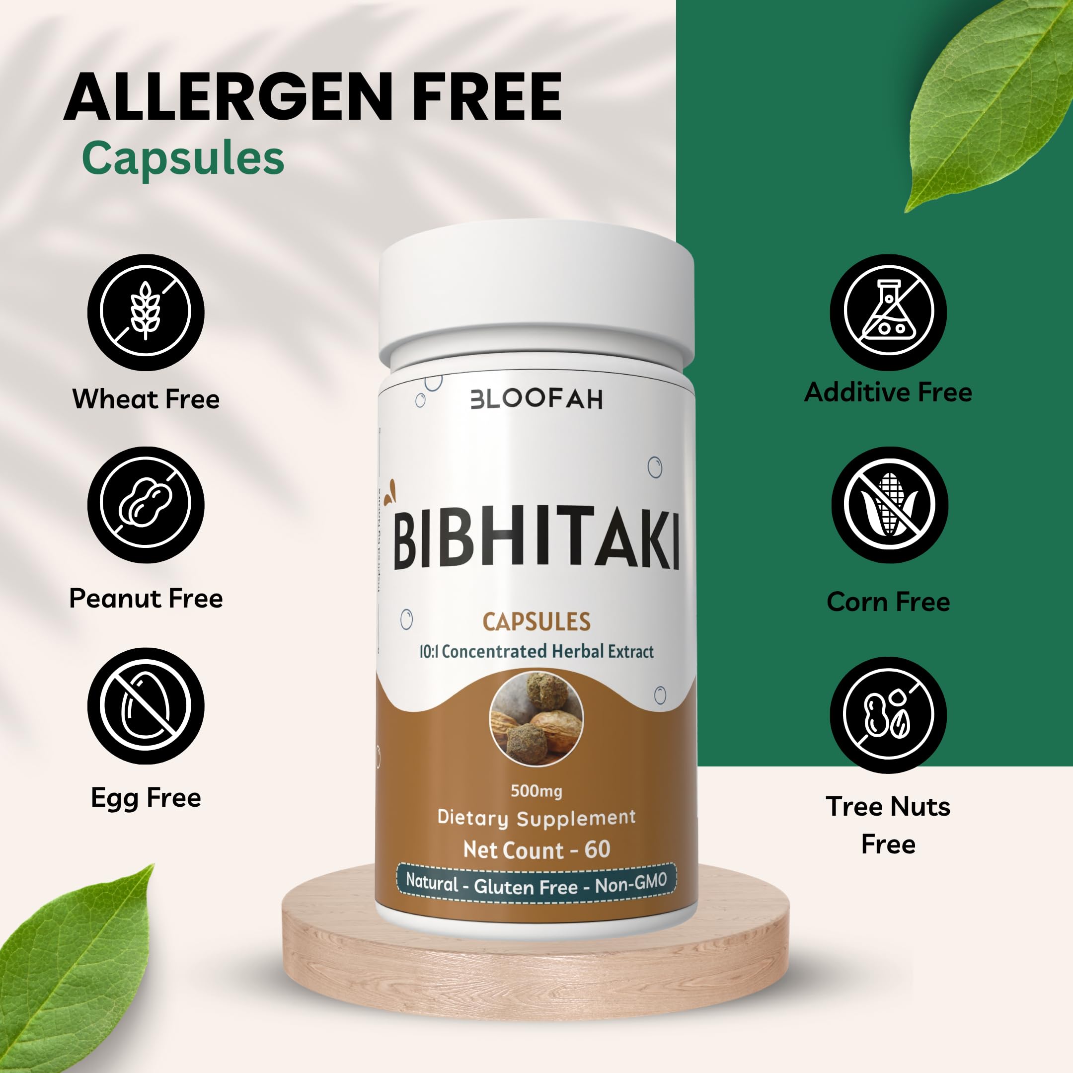 Non-GMO gluten-free Bloofah bottle with capsules inside.