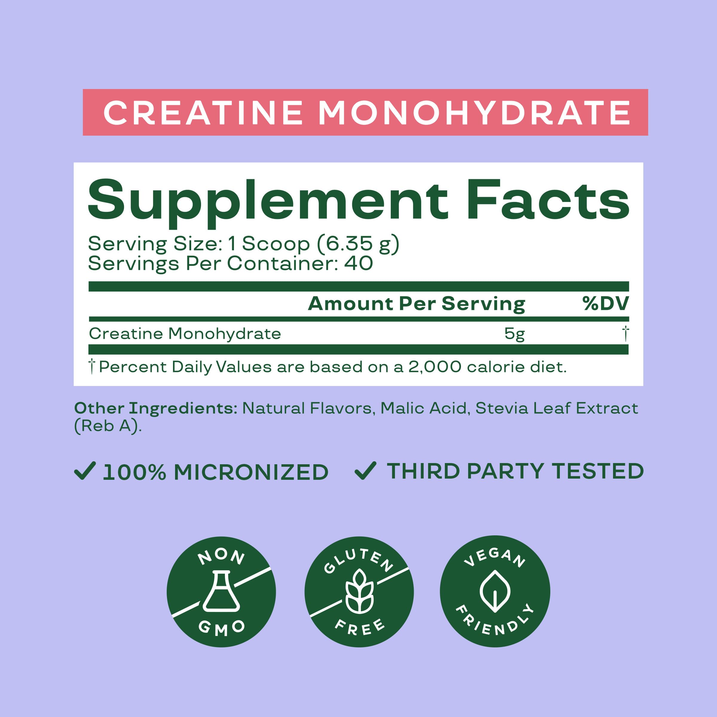 Bloom Nutrition Creatine Monohydrate fine powder close-up for fast dissolving.