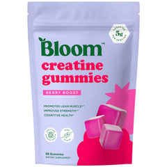Bloom Nutrition Creatine Gummies Berry Boost bottle shows convenient daily energy support.