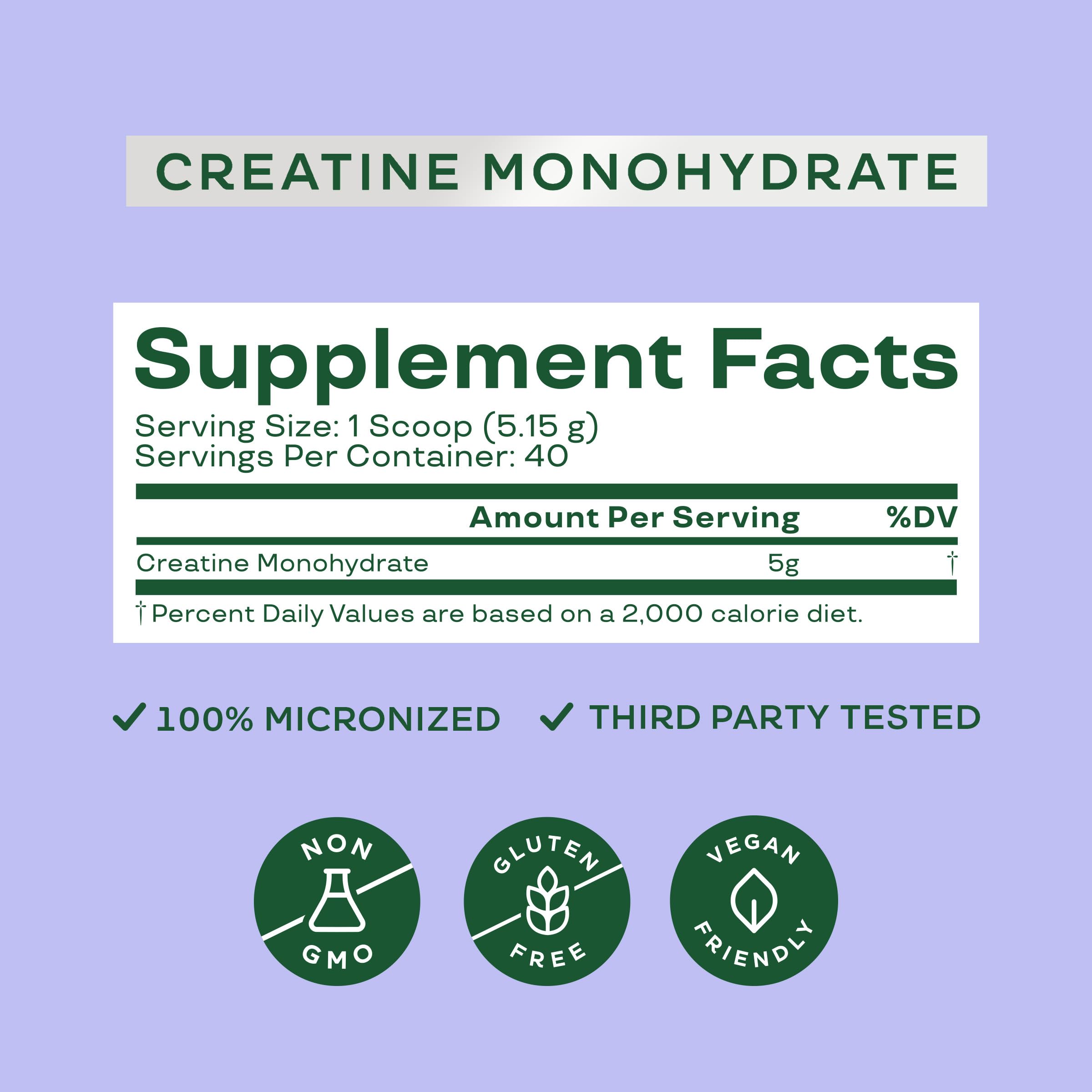 Raspberry Lemon Bloom Nutrition Creatine Monohydrate bottle highlights a tangy flavor option.