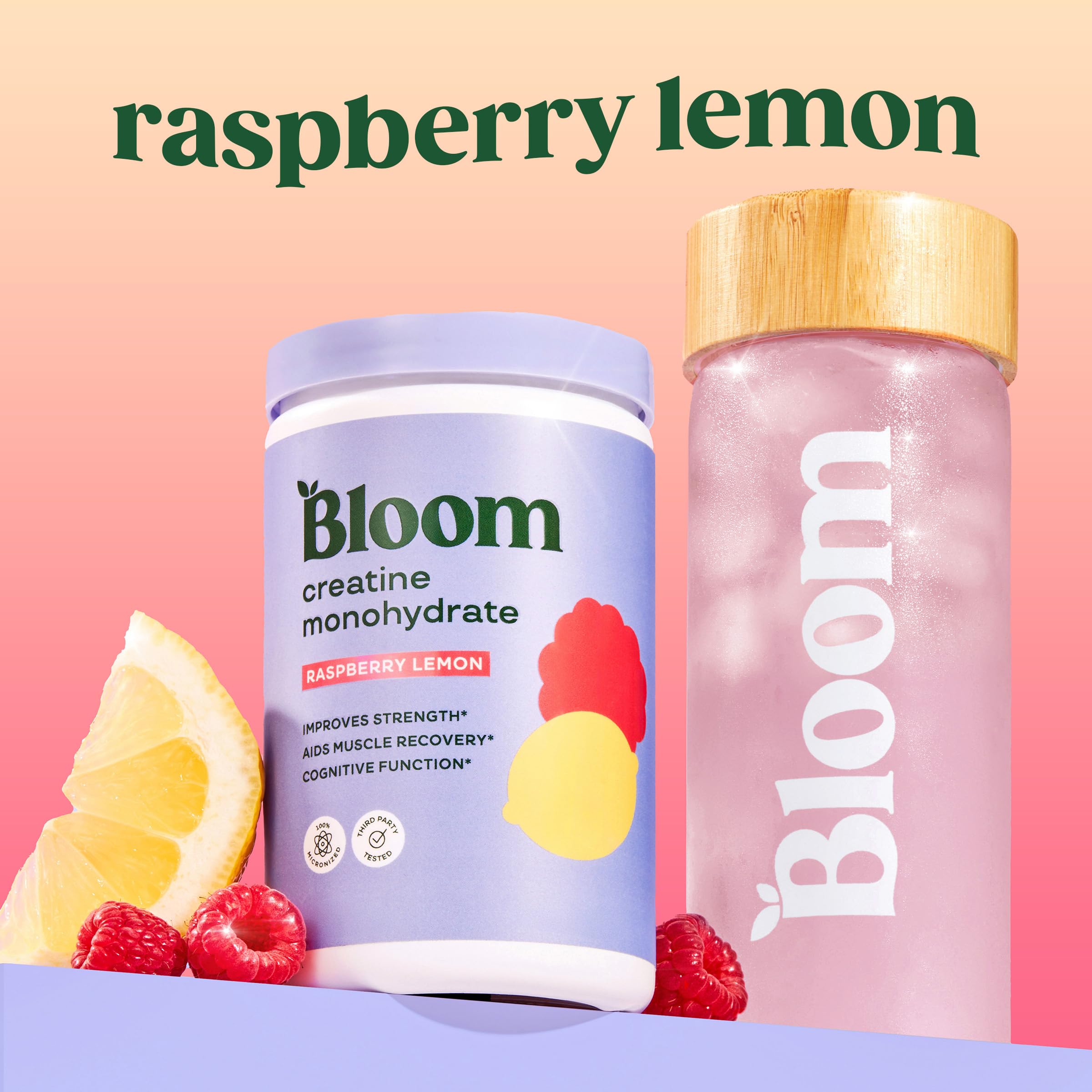 Bloom Nutrition Creatine Monohydrate powder scoop ready to mix.