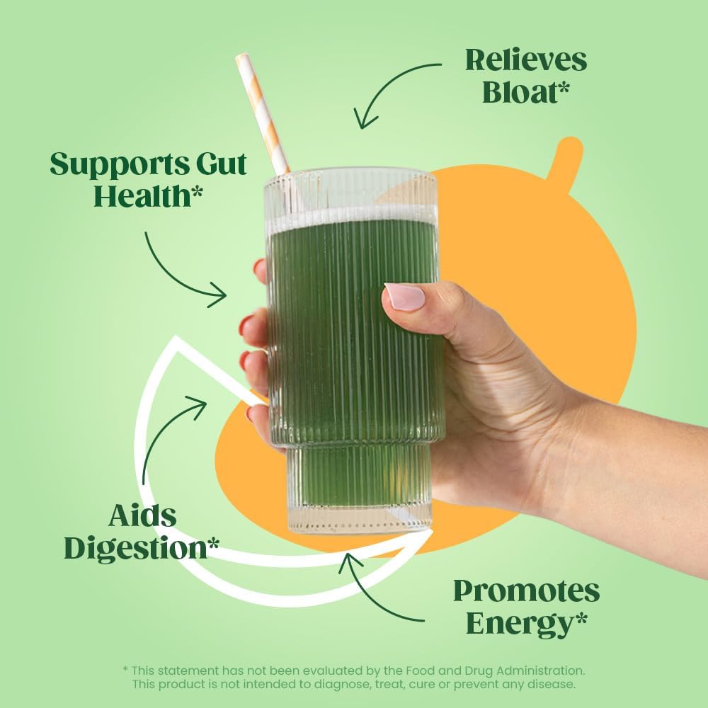 Daily greens routine with a scoop and blender for morning smoothies.