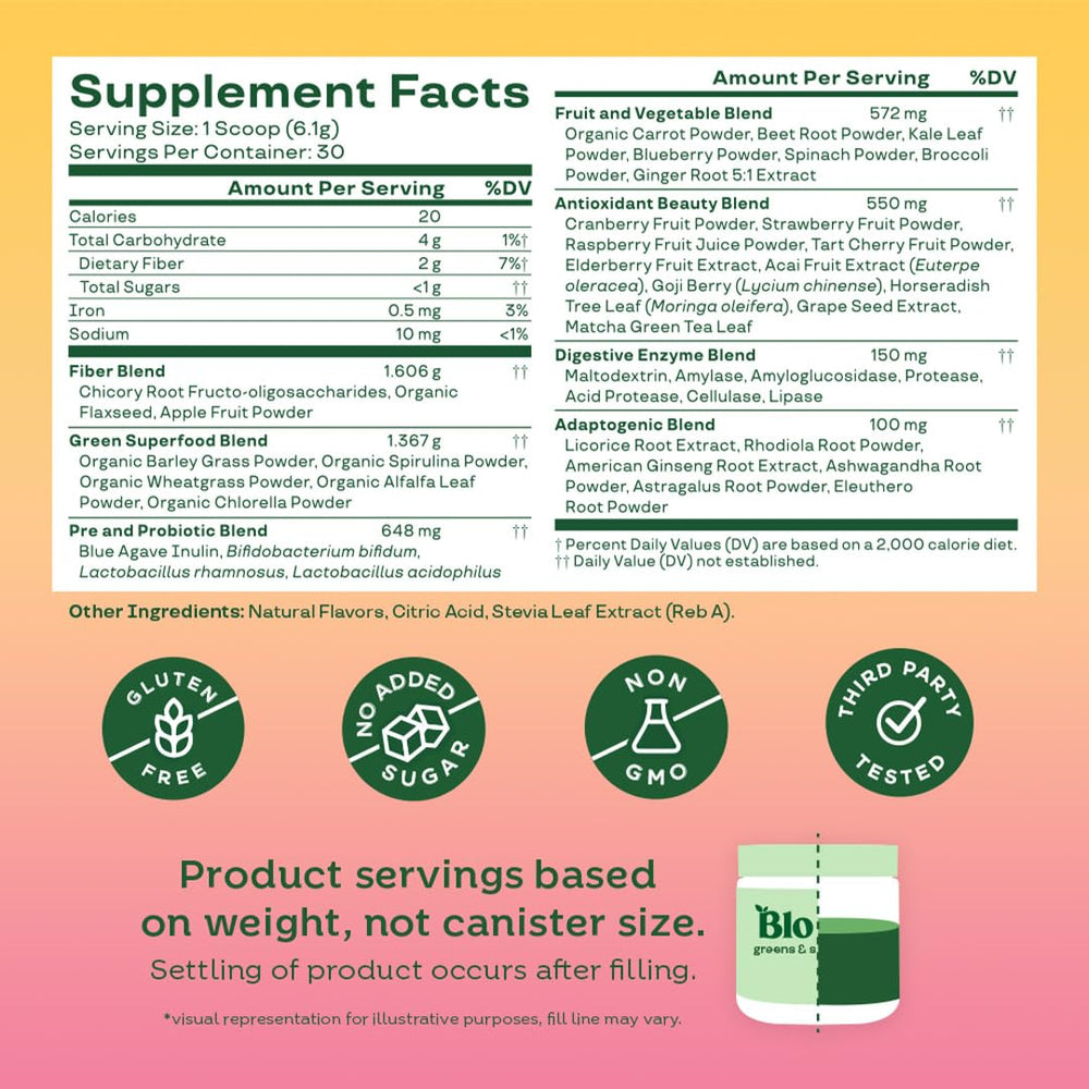 Beet root powder adds vibrant color in Bloom Greens powder.