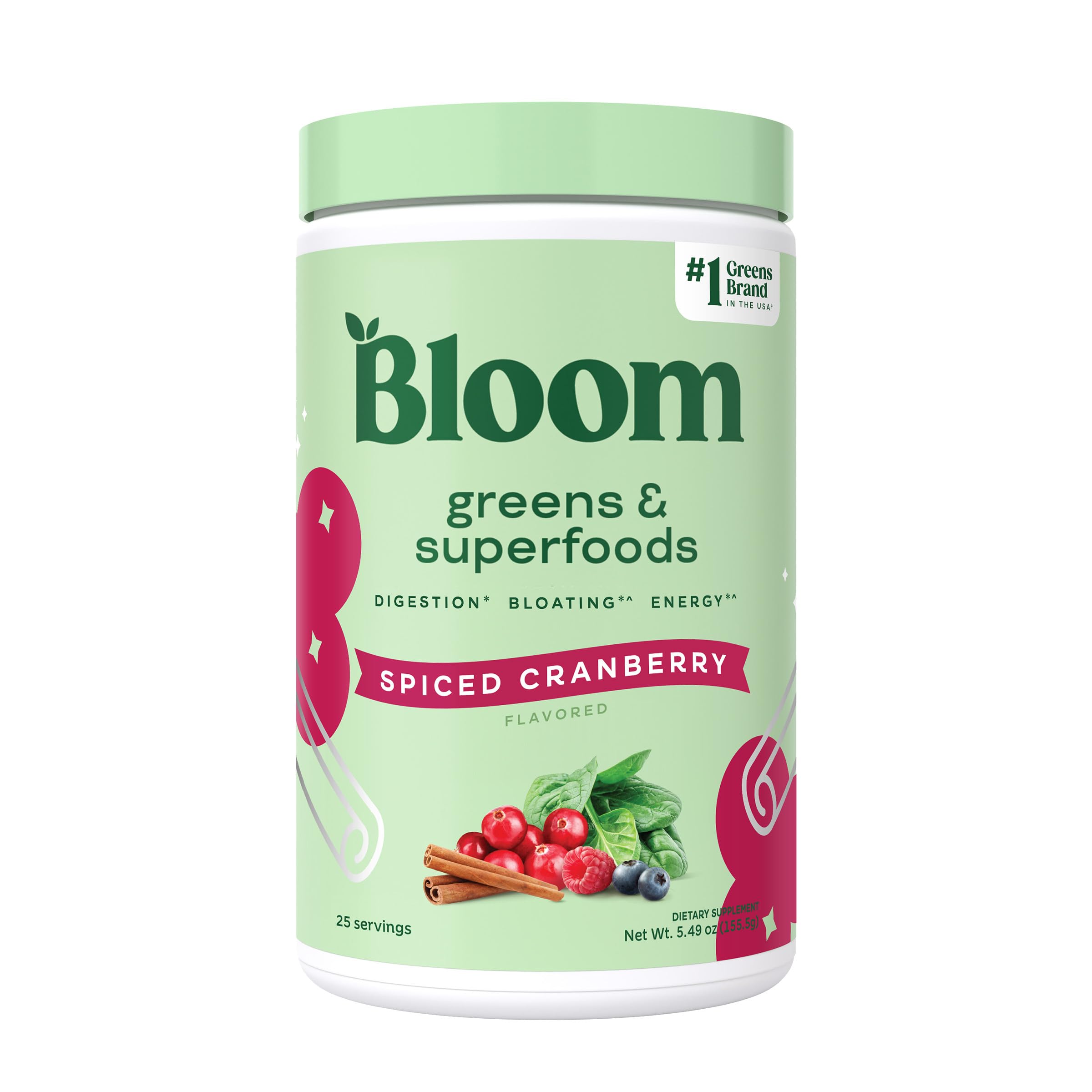 Bloom Nutrition greens powder scoop showing convenient daily greens boost.