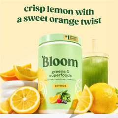Bloom Nutrition greens powder scoop ready for quick daily serving.