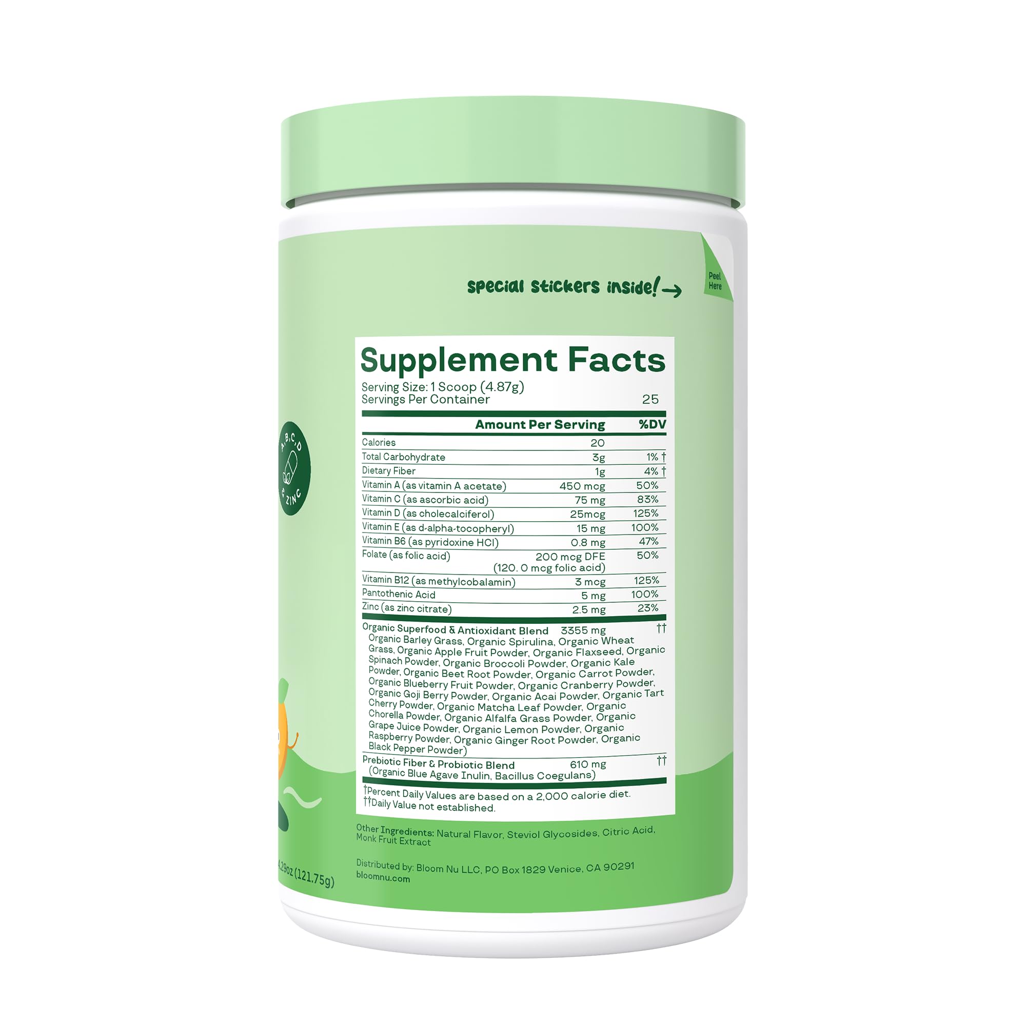 Scoop poured into glass highlights easy mixing with tropical punch flavor.
