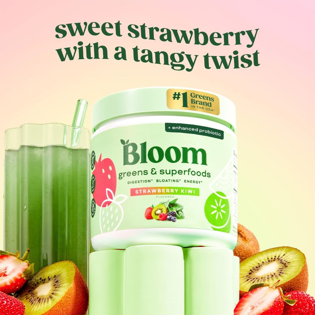 Bloom Nutrition probiotics and digestive enzymes graphic highlighting gut-friendly formula