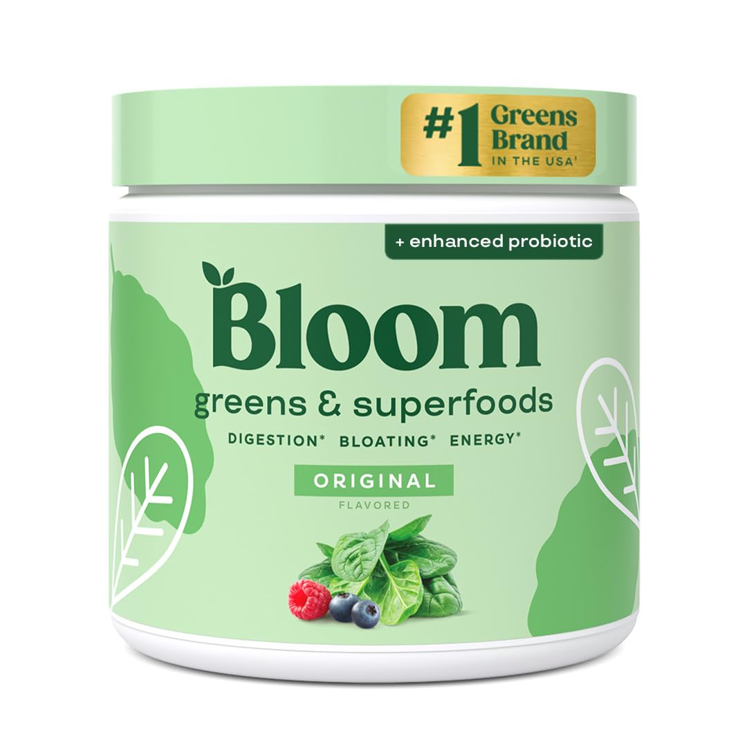 Bloom Nutrition greens powder scoop ready for daily greens.