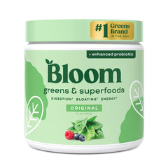 Bloom Nutrition greens powder scoop ready for daily greens.