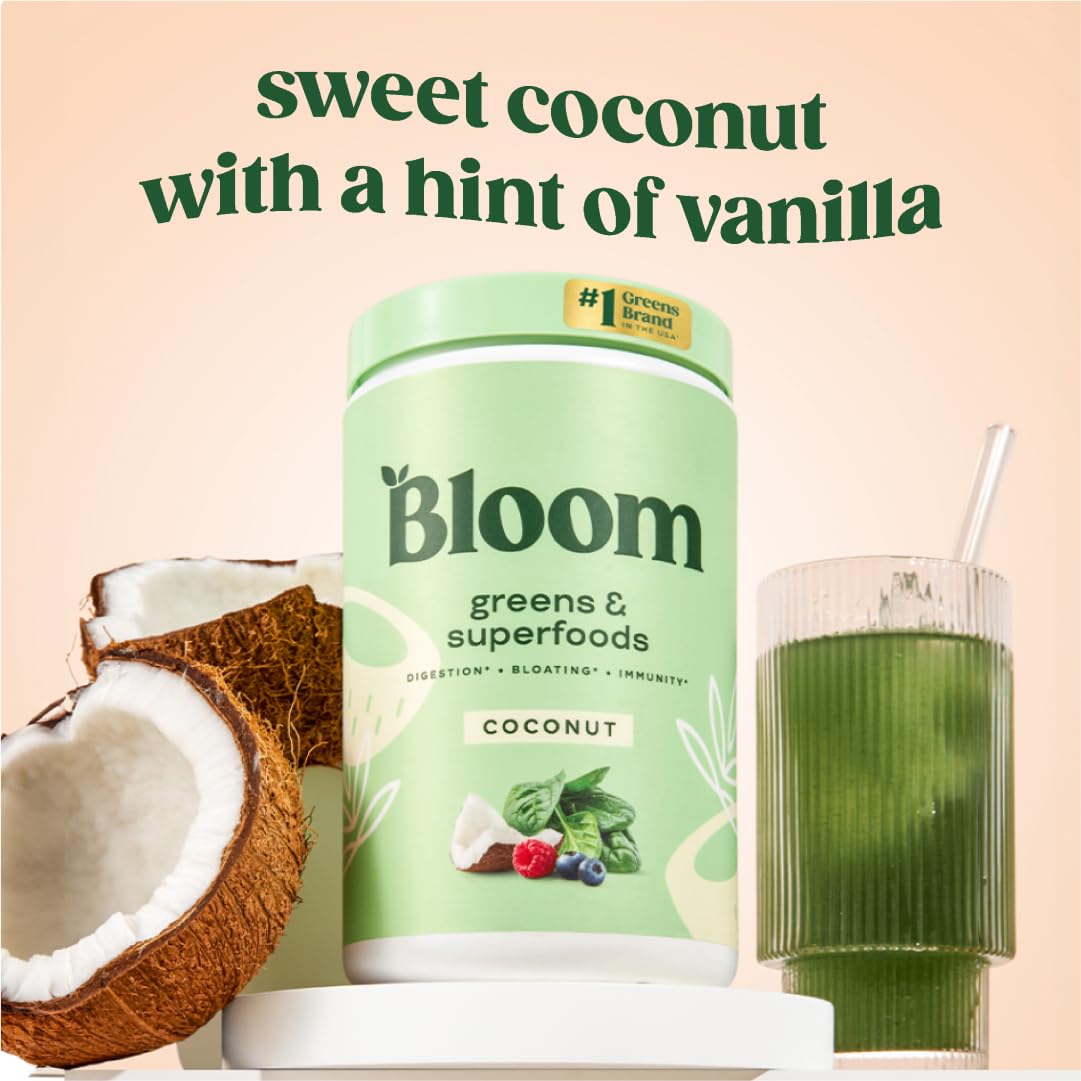 Bloom Nutrition greens powder scoop ready for your morning boost.