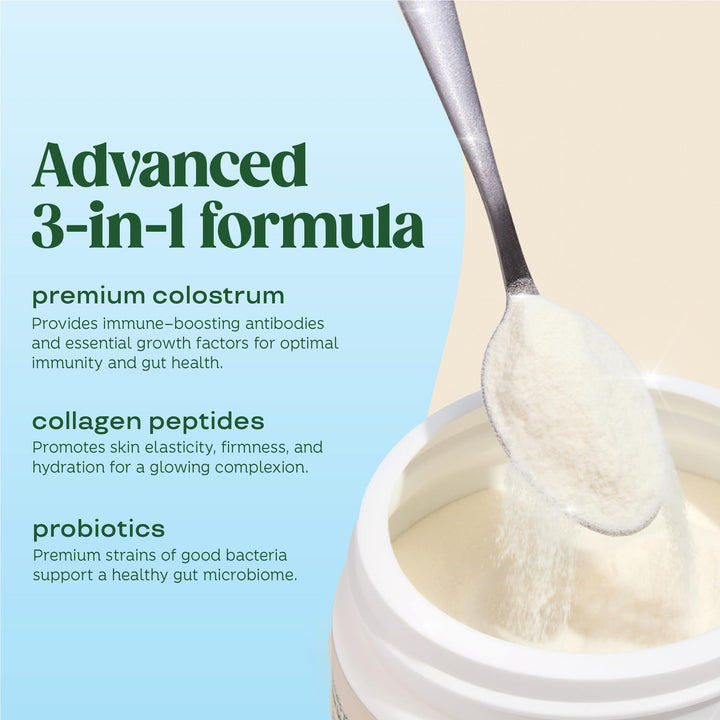 Bloom Nutrition unflavored powder stirred into a beverage for versatile daily use