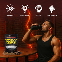 BloomBoost Guarana Powder in a blender for an easy smoothie energy boost.