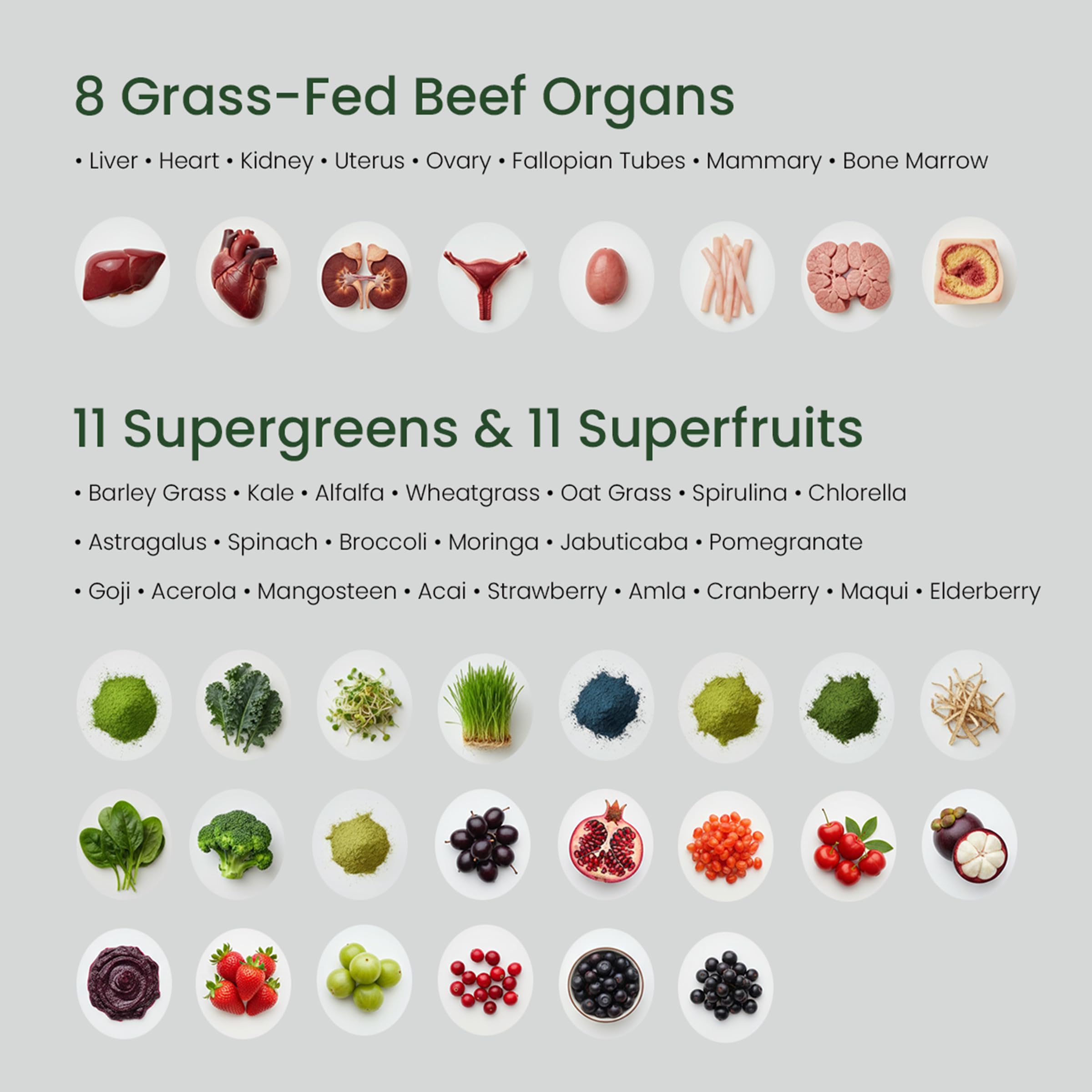 Label close-up on Bloomeo capsules highlights 60+ nutrients.