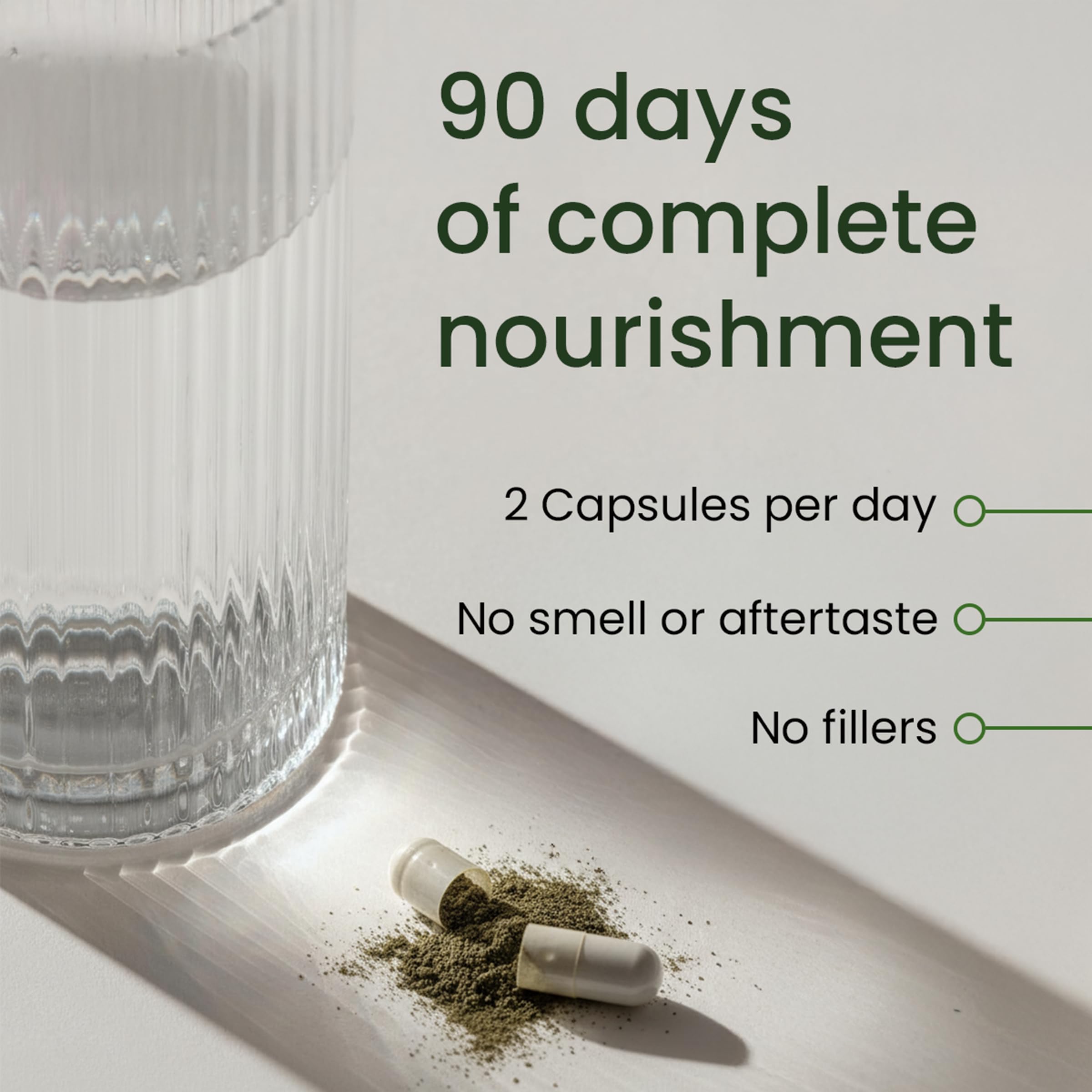 Bloomeo supergreens and fruits capsules emphasize antioxidant support.
