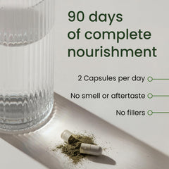 Bloomeo supergreens and fruits capsules emphasize antioxidant support.