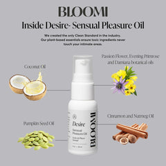 Bloomi Desire Body Oil pour showing easy, mess-free dispensing.