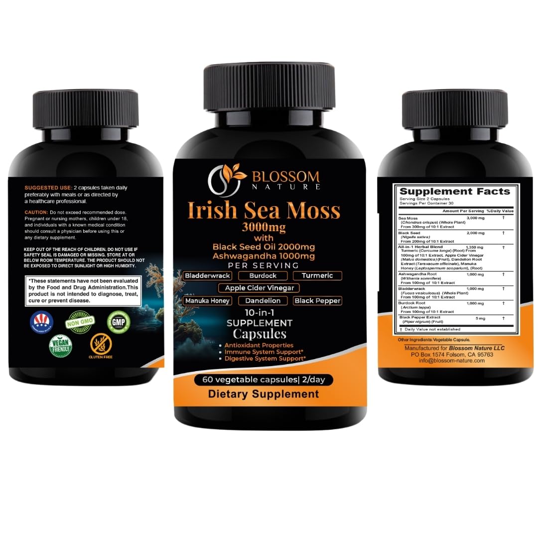 Packaging highlights vegan veggie capsules from Blossom Nature for clean plant-based wellness