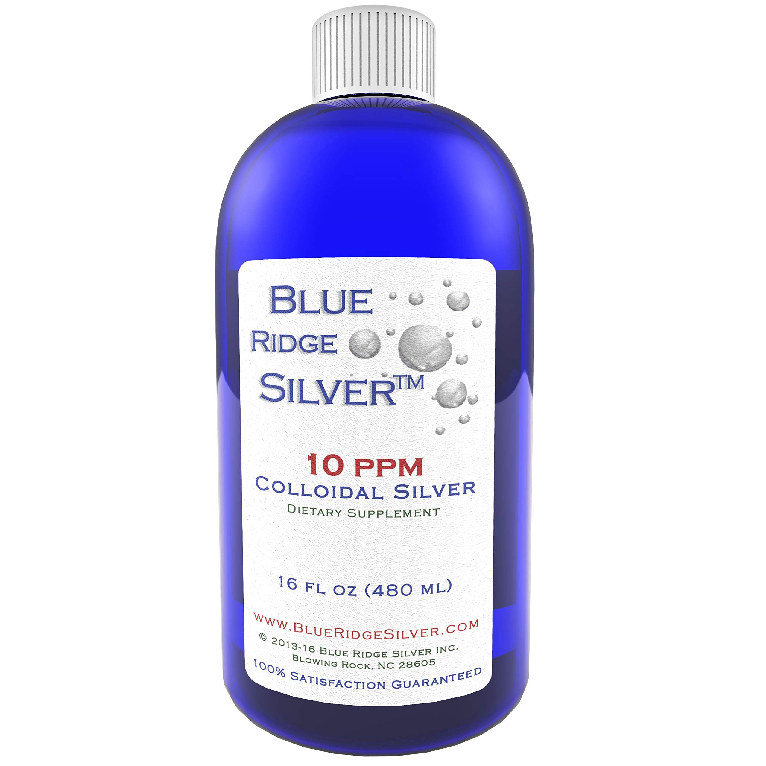 Blue Ridge Silver 10ppm bottle front shows crystal-clear liquid for everyday wellness