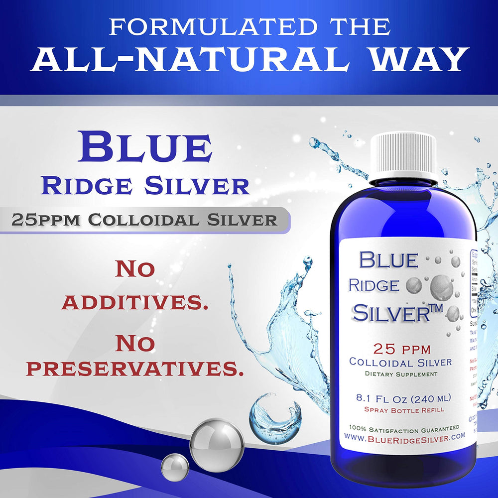Blue Ridge Silver label zoom highlights gluten-free and BPA-free packaging.