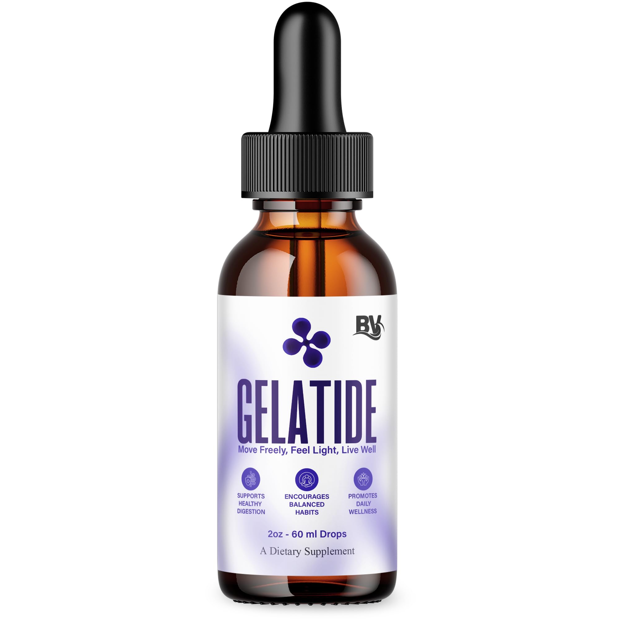 BLUE VIBE Gelatide Liquid Drops bottle in amber glass protects potency for daily use.