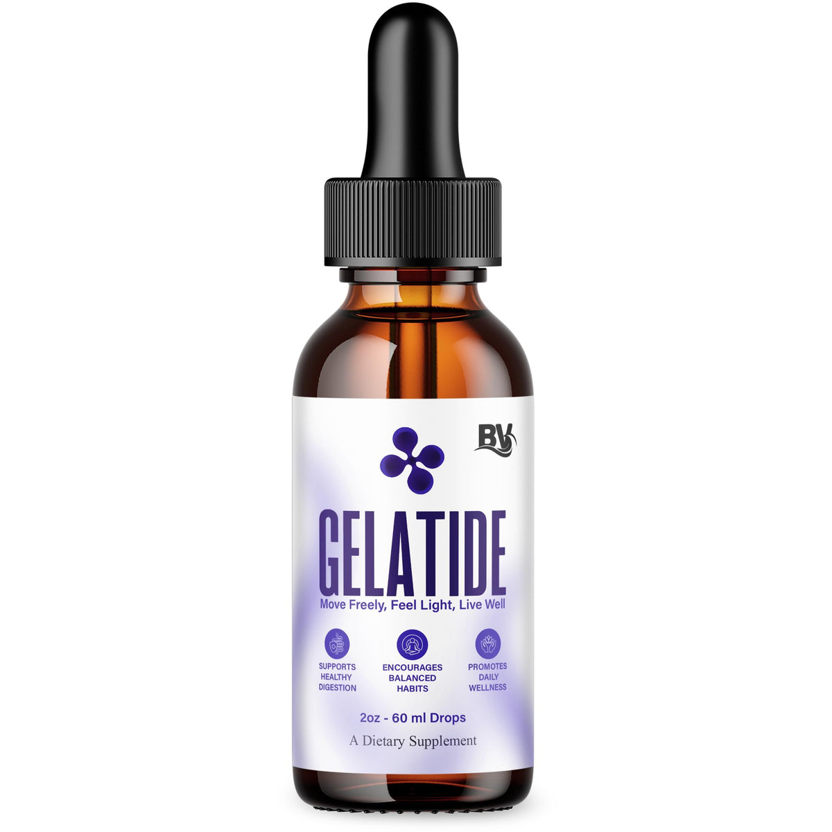 BLUE VIBE Gelatide Liquid Drops bottle in amber glass protects potency for daily use.