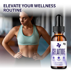 BLUE VIBE Gelatide Liquid Drops dropper dispensing for easy, precise dosing.
