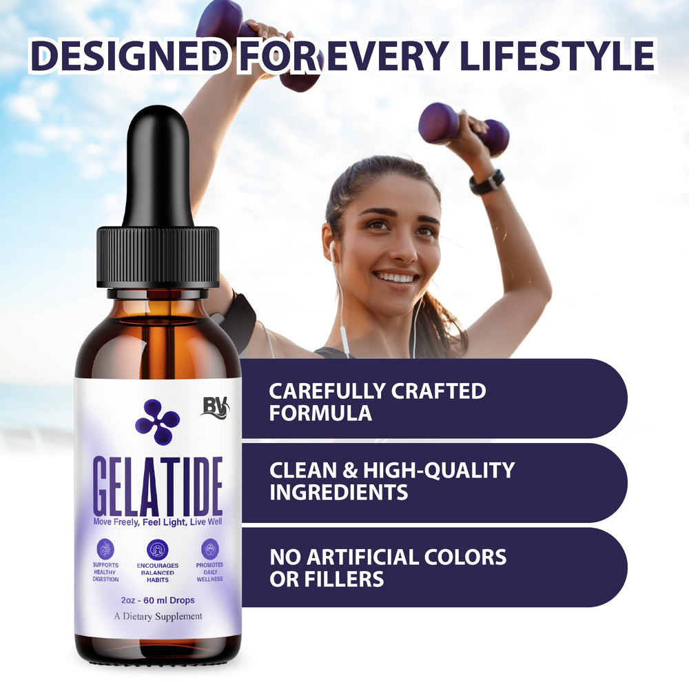 BLUE VIBE Gelatide Liquid Drops label and cap highlight premium quality.