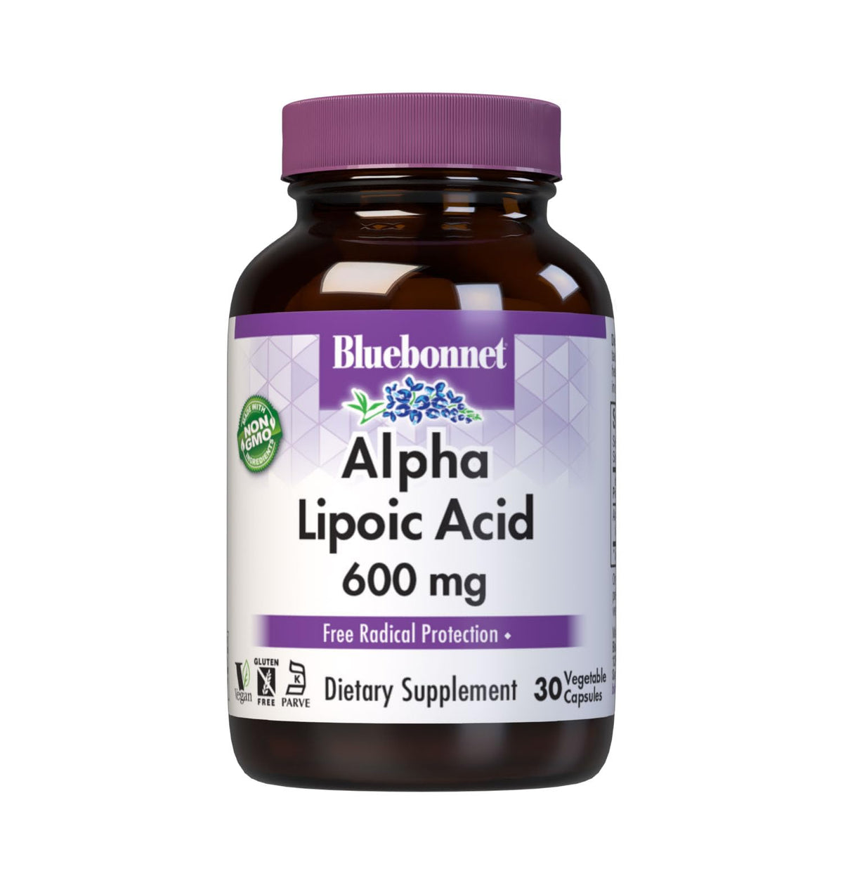 BlueBonnet Alpha Lipoic Acid 600mg bottle for daily antioxidant support.
