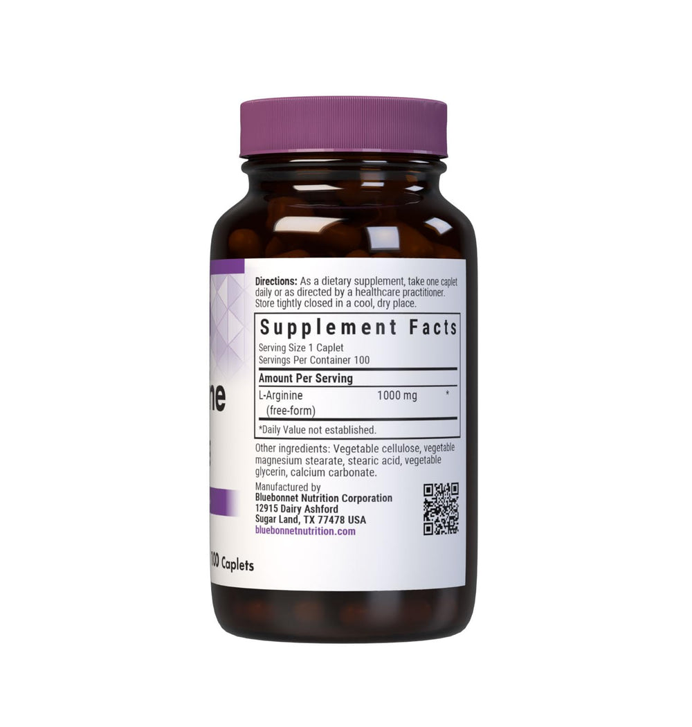 Bluebonnet L-Arginine 1000 mg capsules pour, smooth swallowing for easy daily use.