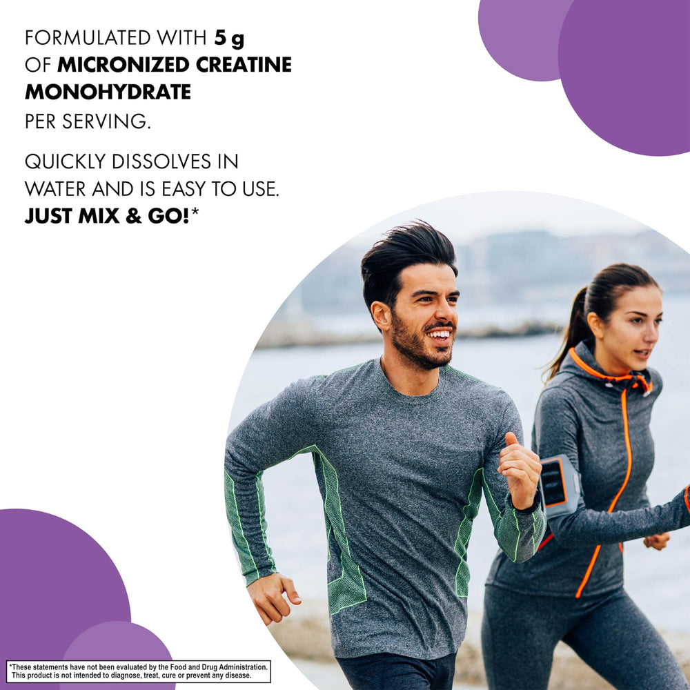 BlueBonnet Creatine Micronized badges indicate non-GMO, vegan, and kosher options.