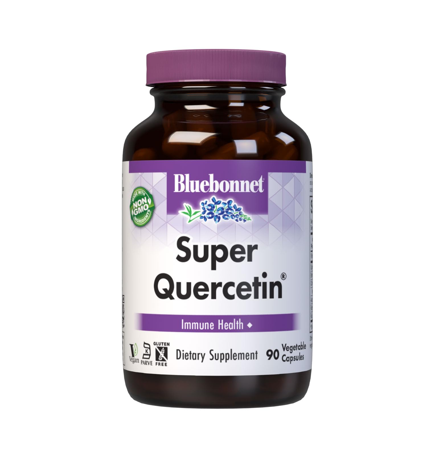 Bluebonnet BB-553 bottle label closeup showing premium quercetin blend
