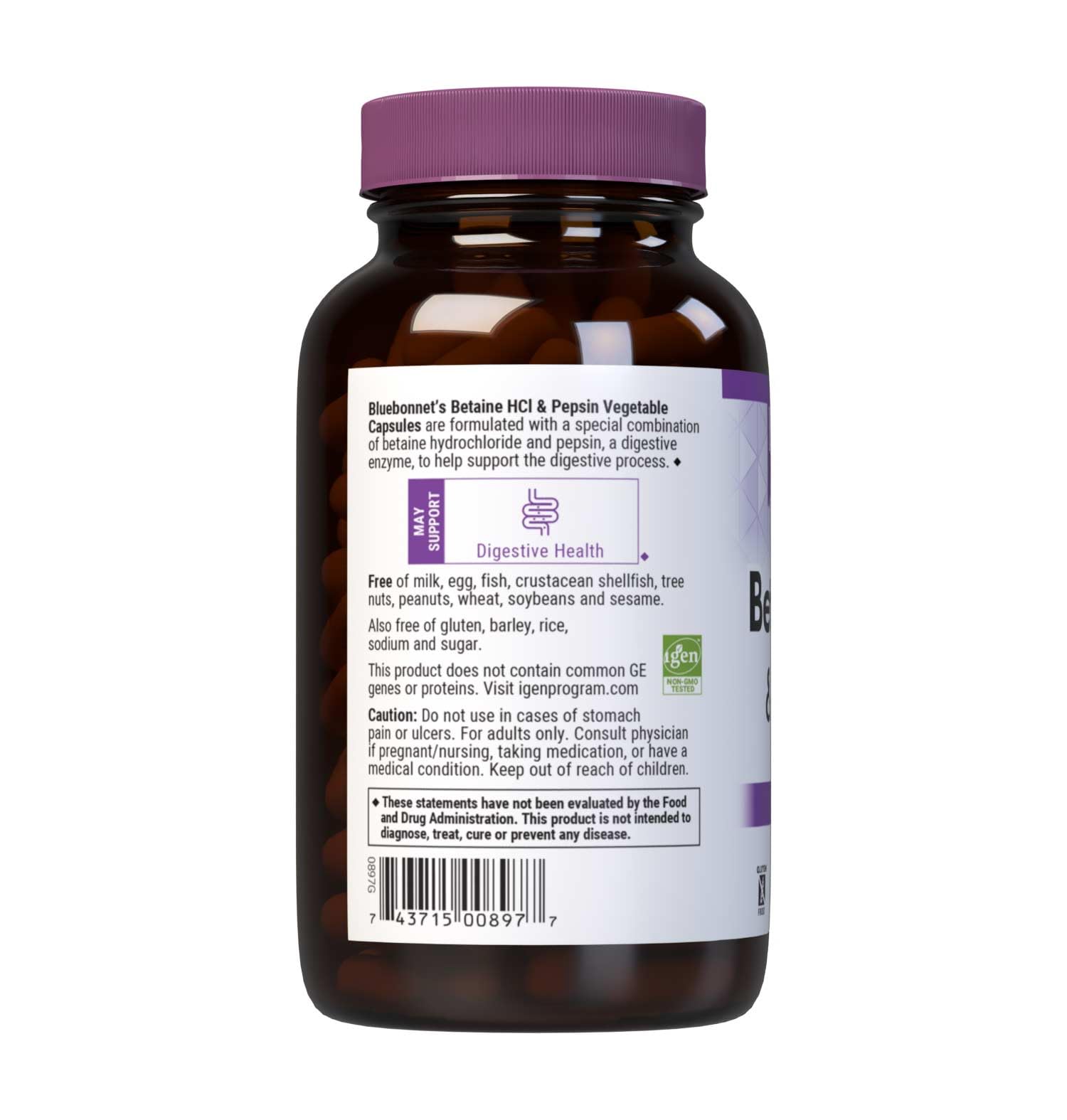 BlueBonnet Betaine HCI Plus Pepsin capsules for convenient daily use.