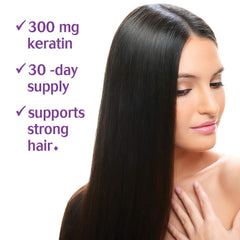 Bluebonnet biotin and resveratrol formula promotes hair vitality visually.