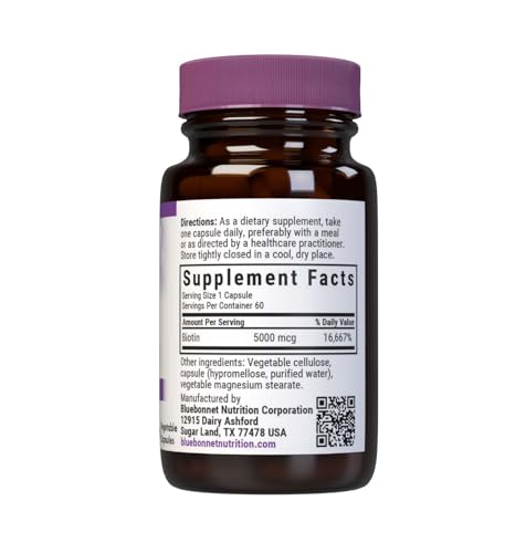 BlueBonnet Biotina 5000 mcg para uñas, ayuda a mantenerlas fuertes.