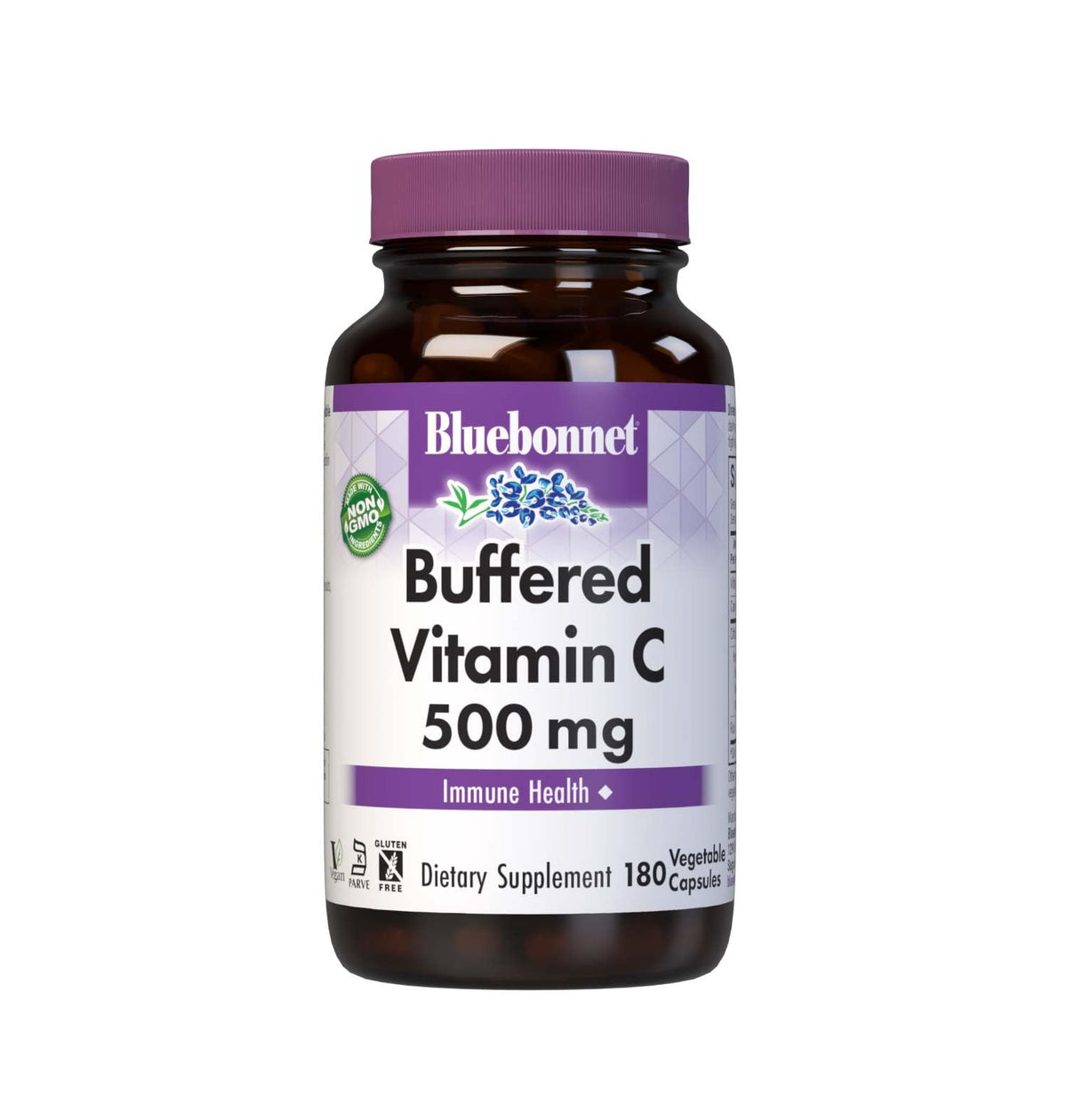 BlueBonnet Buffered Vitamin C-500 mg bottle front label highlighting immune support potential