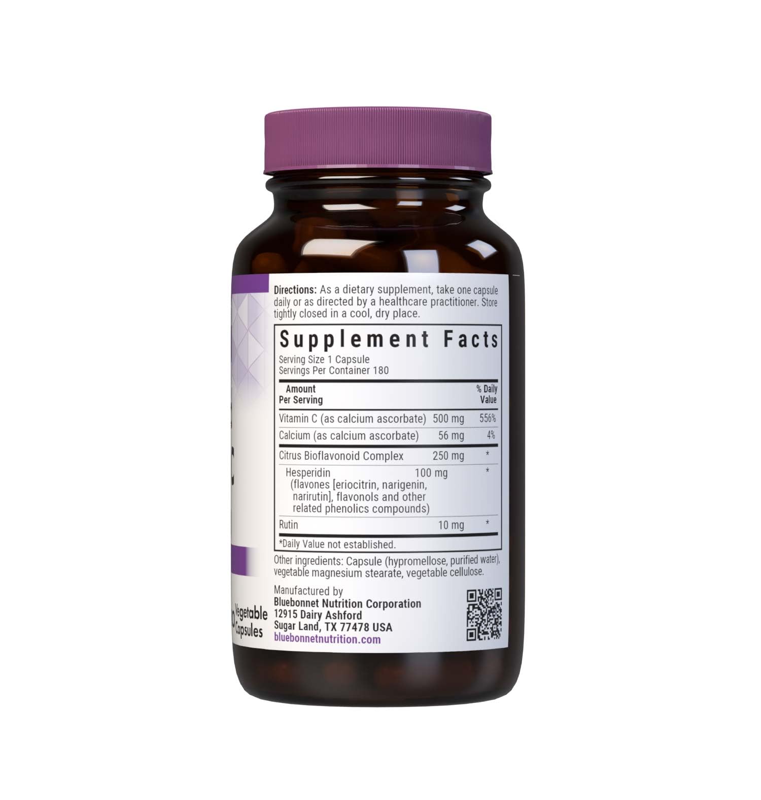 BlueBonnet Buffered Vitamin C-500 mg capsules close-up showing orange vegan capsules for immune function
