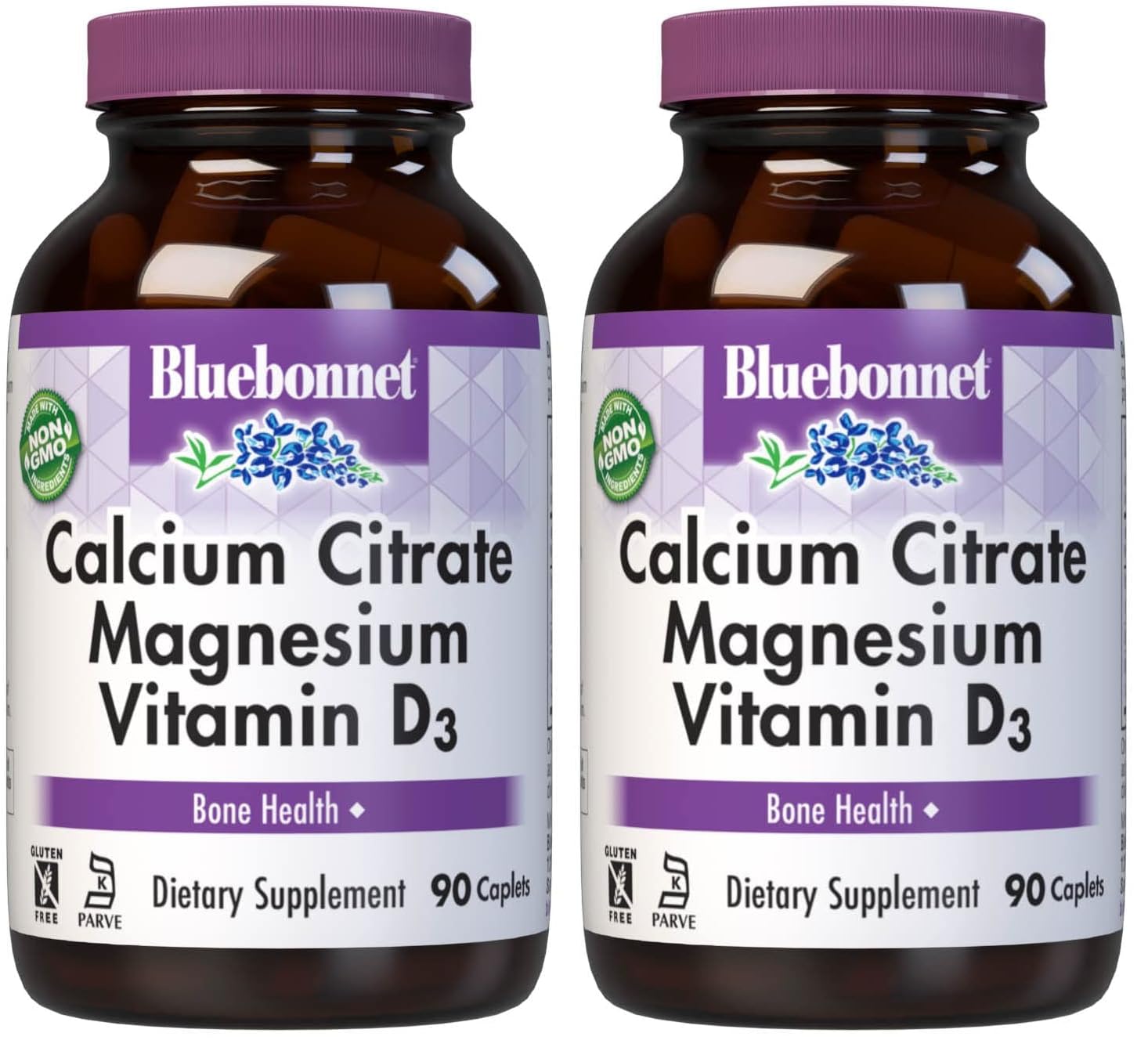 Bluebonnet calcium citrate magnesium d3 caplets bottle pour supports daily bone health