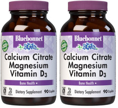 Bluebonnet calcium citrate magnesium d3 caplets bottle pour supports daily bone health