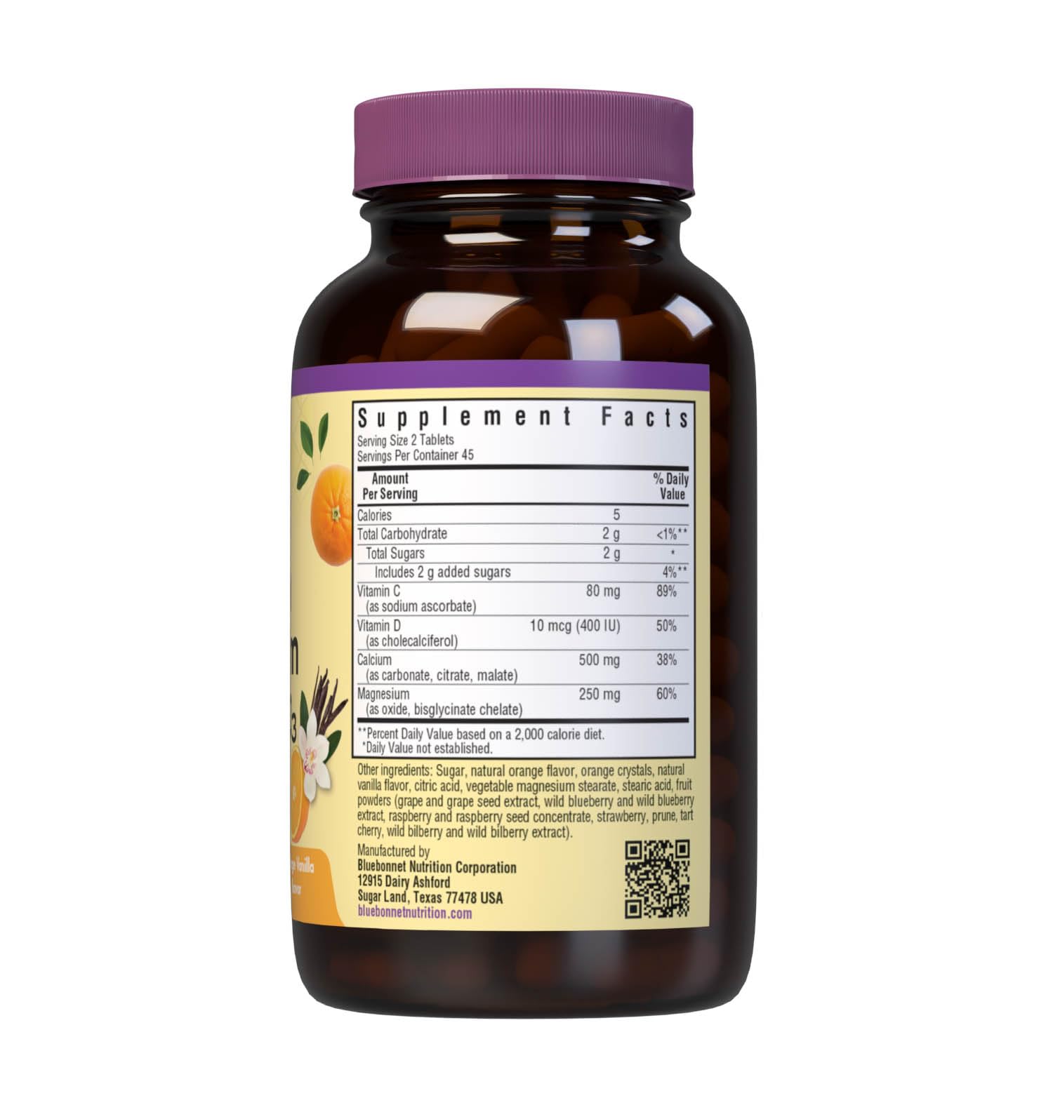 BlueBonnet orange-vanilla chewables support calcium intake daily.