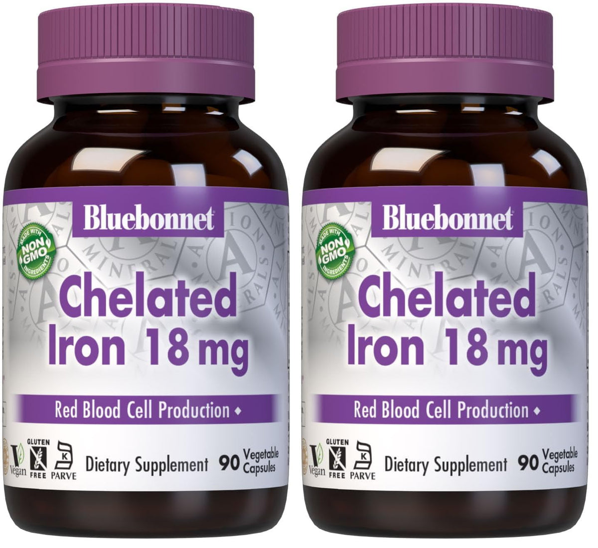 BlueBonnet chelated iron 18 mg bottle for gentle daily iron support