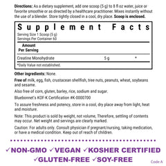 BlueBonnet Creatine Micronized powder dissolving quickly for seamless mixing.