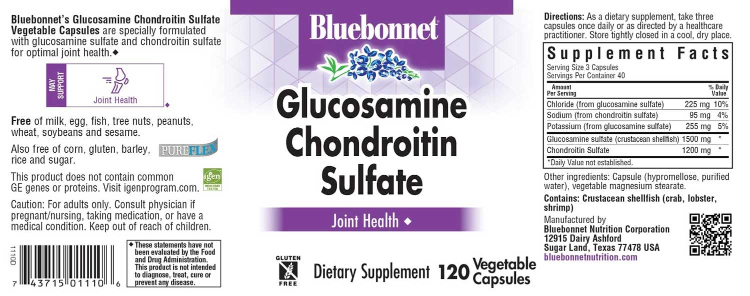 BlueBonnet glucosamine chondroitin sulfate capsules ready for daily joint health routine
