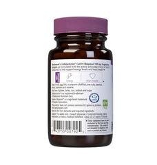 Bluebonnet CoQ10 ubiquinol label highlighting non-GMO and gluten-free formula.